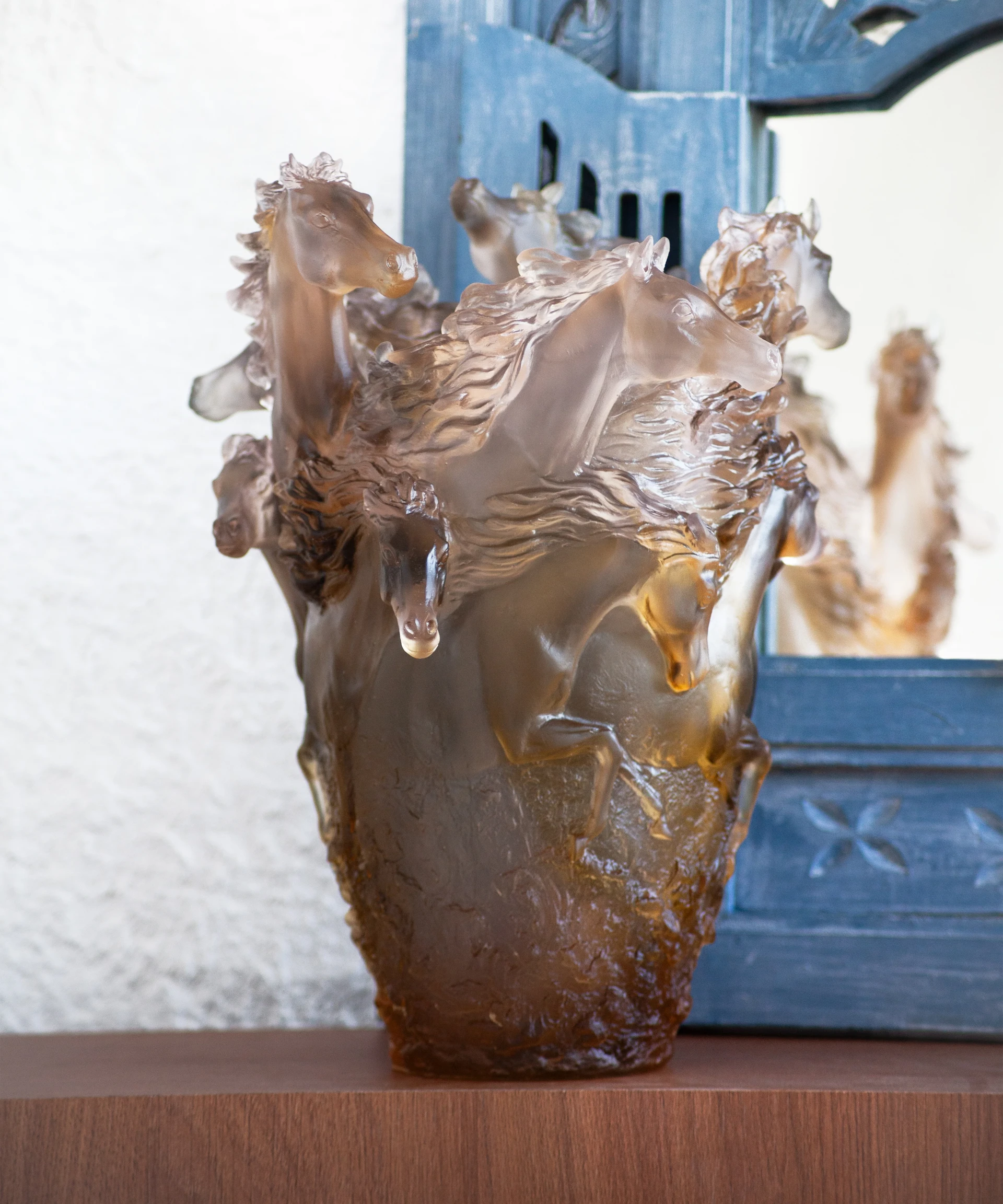 Daum, Cavalcade, Glazed brown large vase