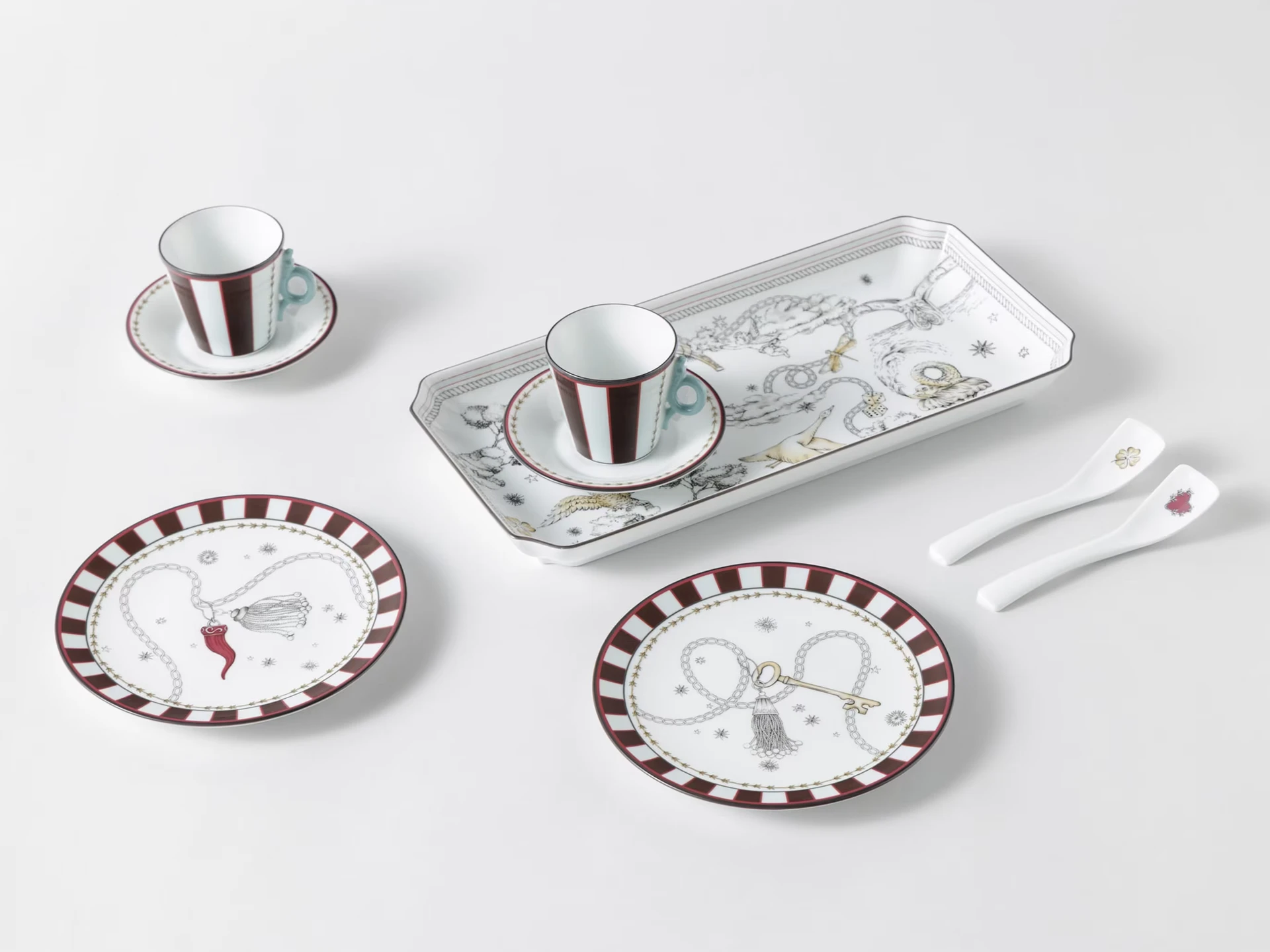 Ginori 1735, Fortunae, Set of 2 espresso cups and saucers