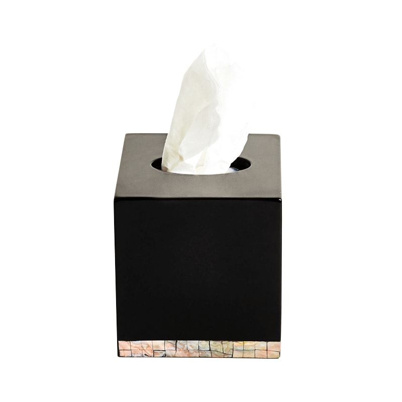 Von Gern Home, Trays and boxes, Lacquer & shell tissue box, black shell