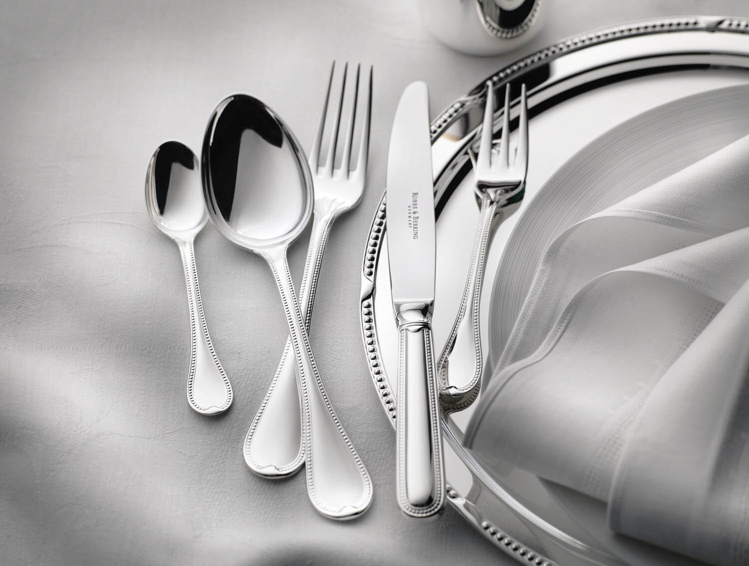 Robbe & Berking, Französisch-perl cutlery, sterling silver, 69 - piece set