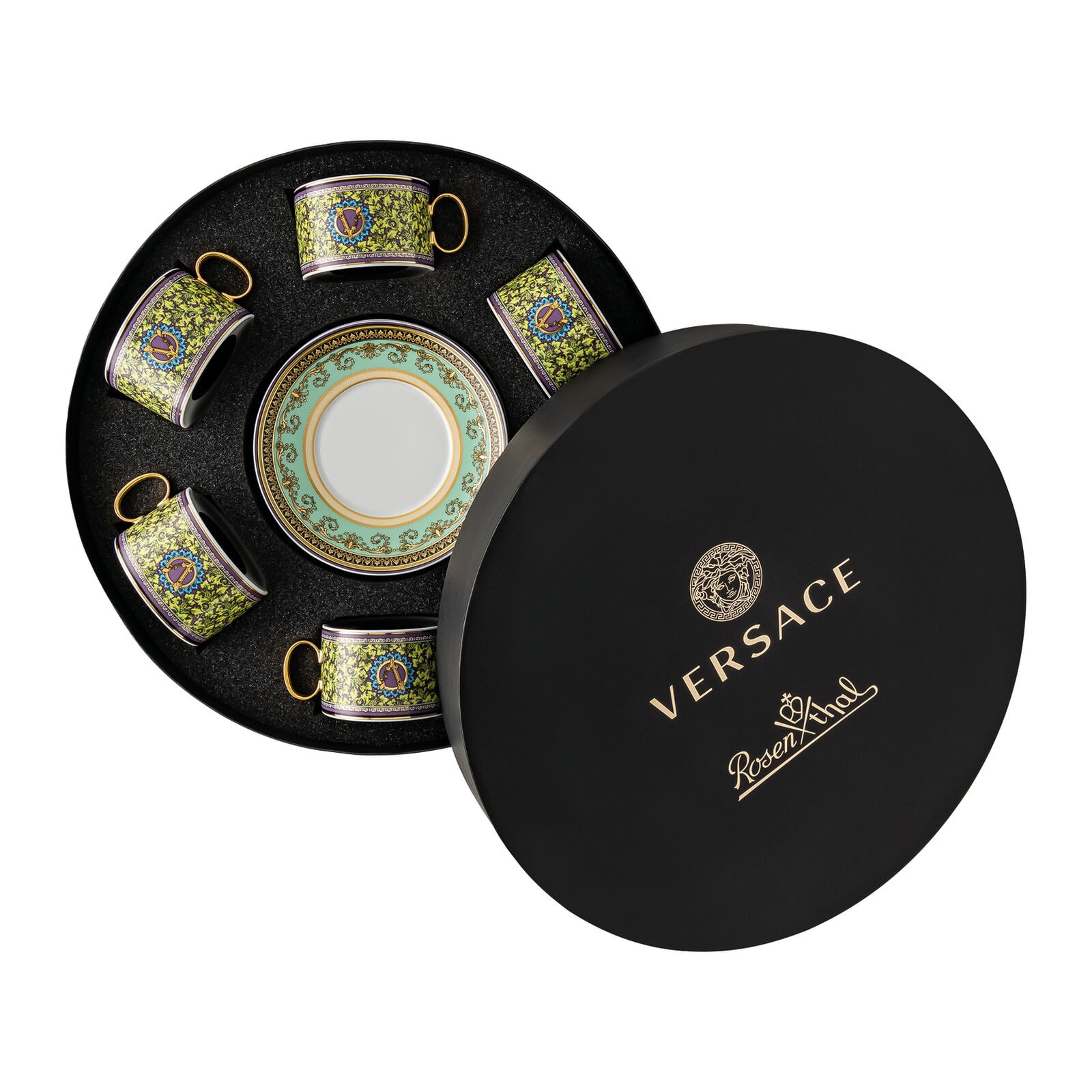 Versace, Barocco mosaic, Set of 6 tea cups and saucers