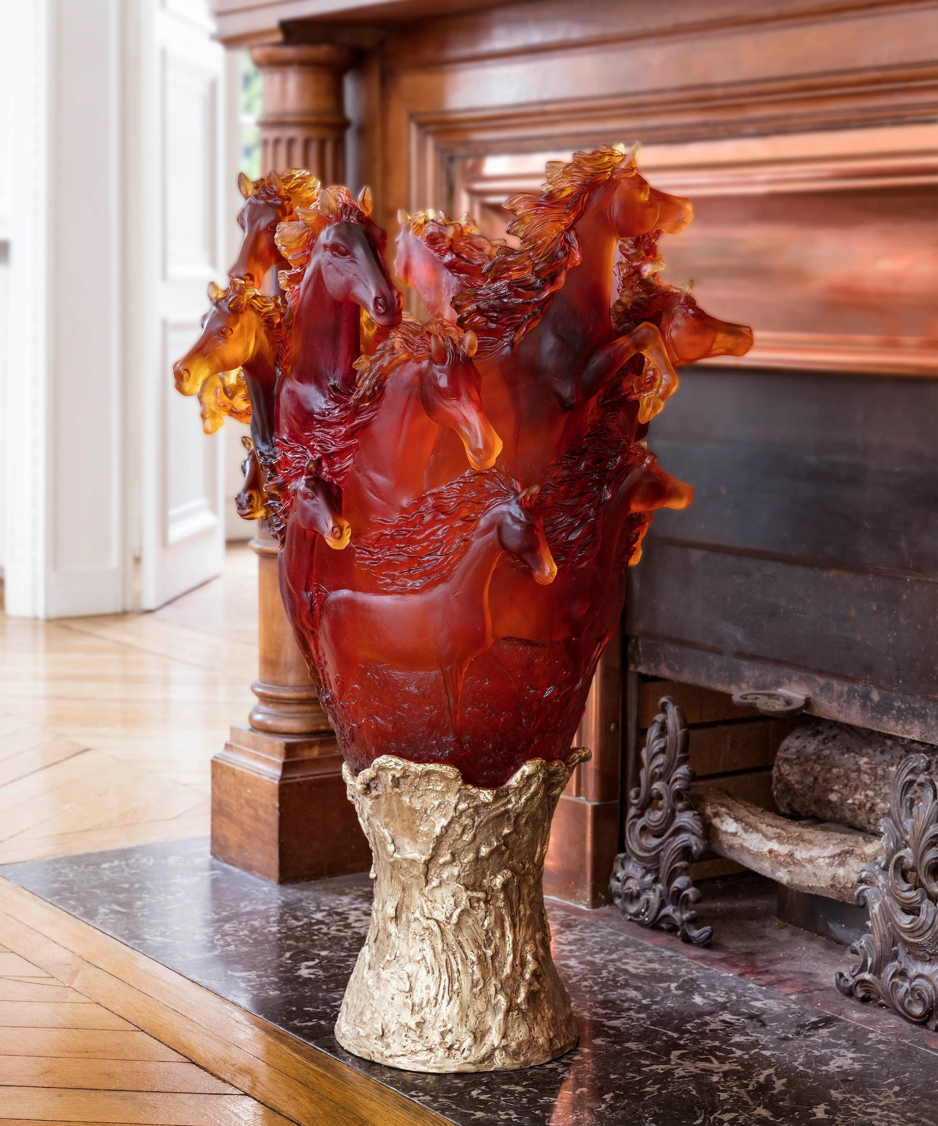 Daum, Cavalcade, Cavalcade Amber Prestige Vase